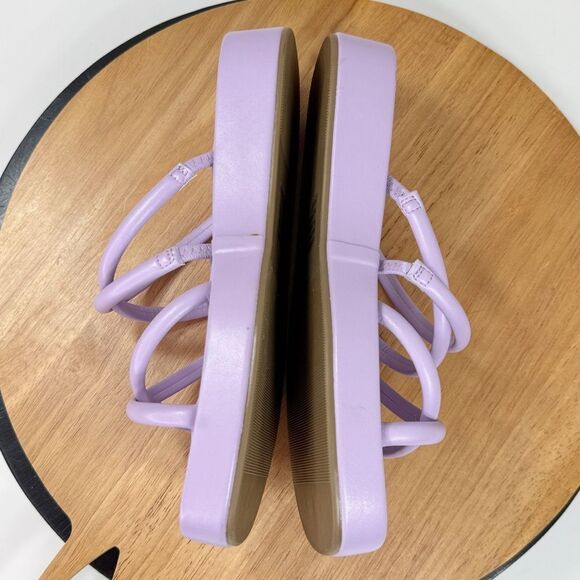 Torrid Strappy Platform Slide Sandals Lavender Purple 8 WW Faux Leather - Picture 5 of 9